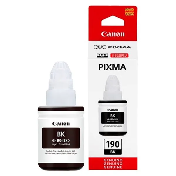 Botella de Tinta Canon GI-190BK Negro 135ml - Imagen 1